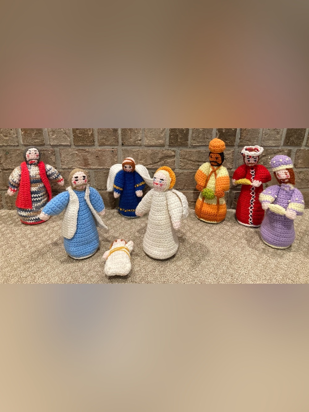 Vintage Handmade Crocheted Nativity